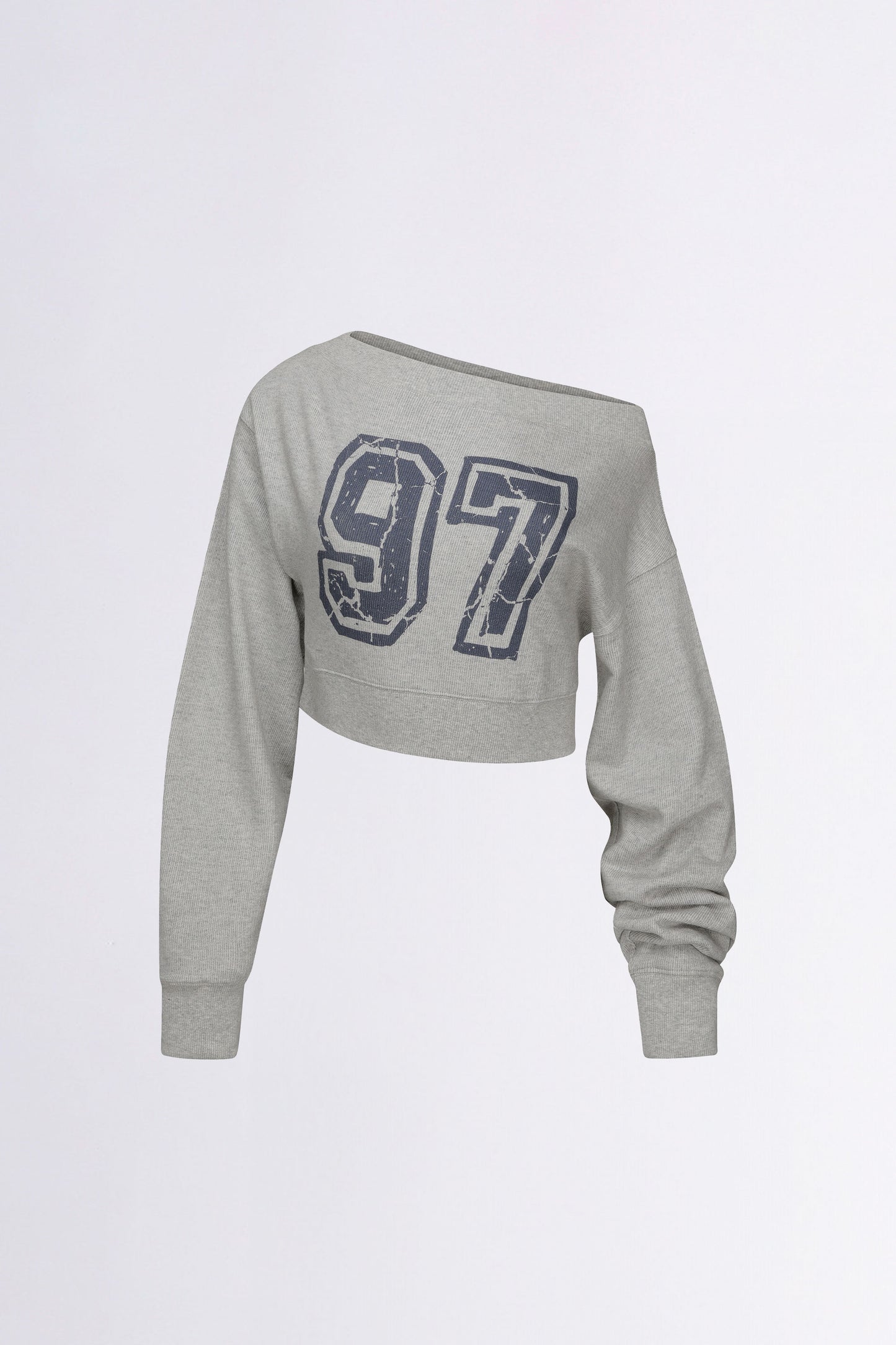 Sculptor Off-Shoulder Cropped Sweatshirt / 3colors