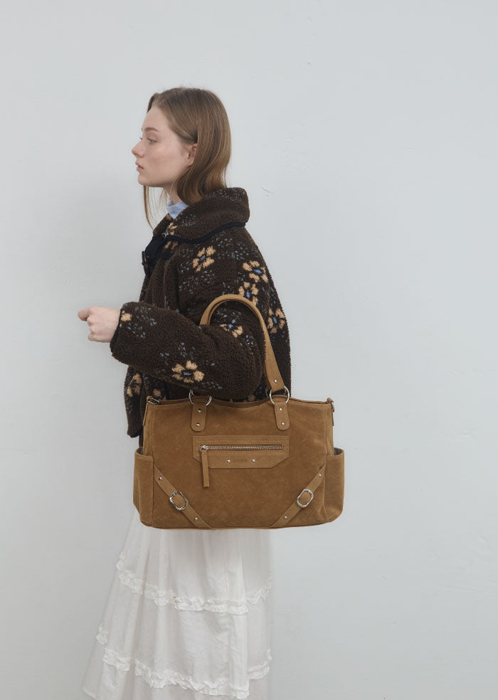 ANC STUD RING BAG_SUEDE CAMEL