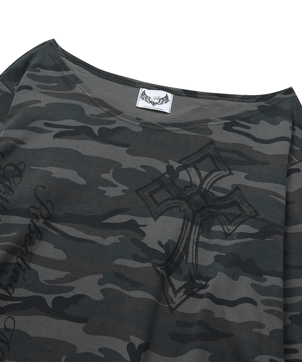 GILA ARCHIVE ONE SHOULDER GRAPHIC LONG SLEEVE_CAMO