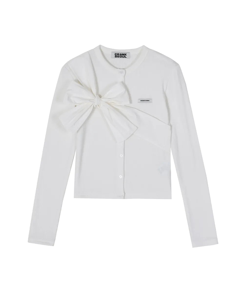 Ribbon Tie Knit Cardigan - White