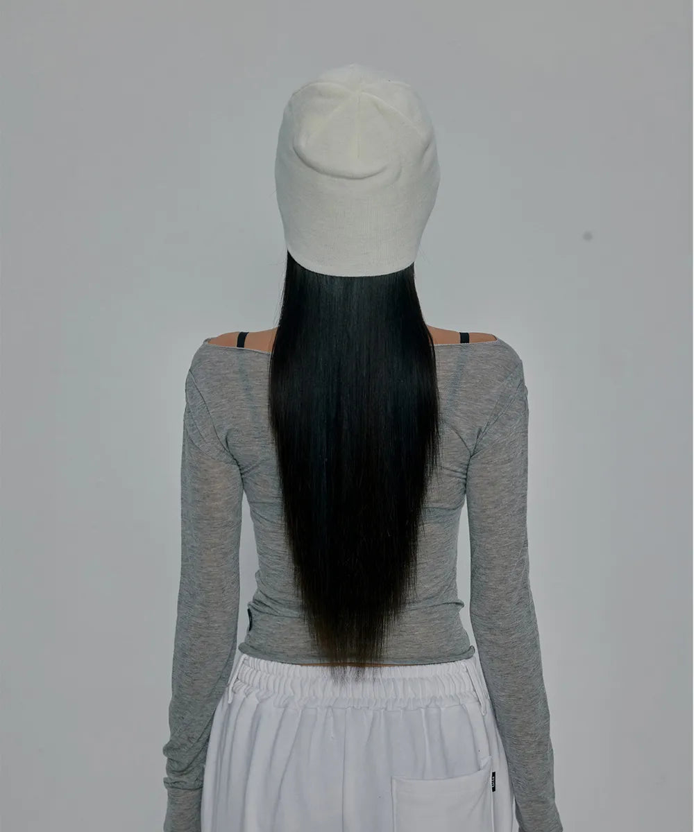 CROSS LETTERING BEANIE_WHITE
