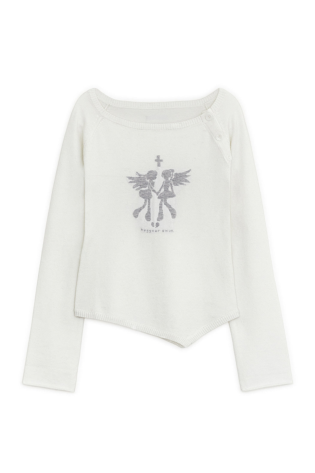 hugyourskin Fallen angel button knit top (White)