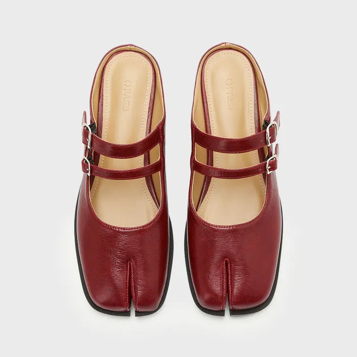 PAES Double Buckle Mule - Burgundy