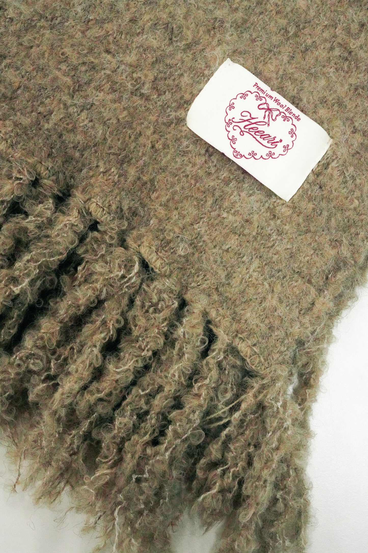 Fluffy Premium Wool Blende Fringe Muffler - Brown