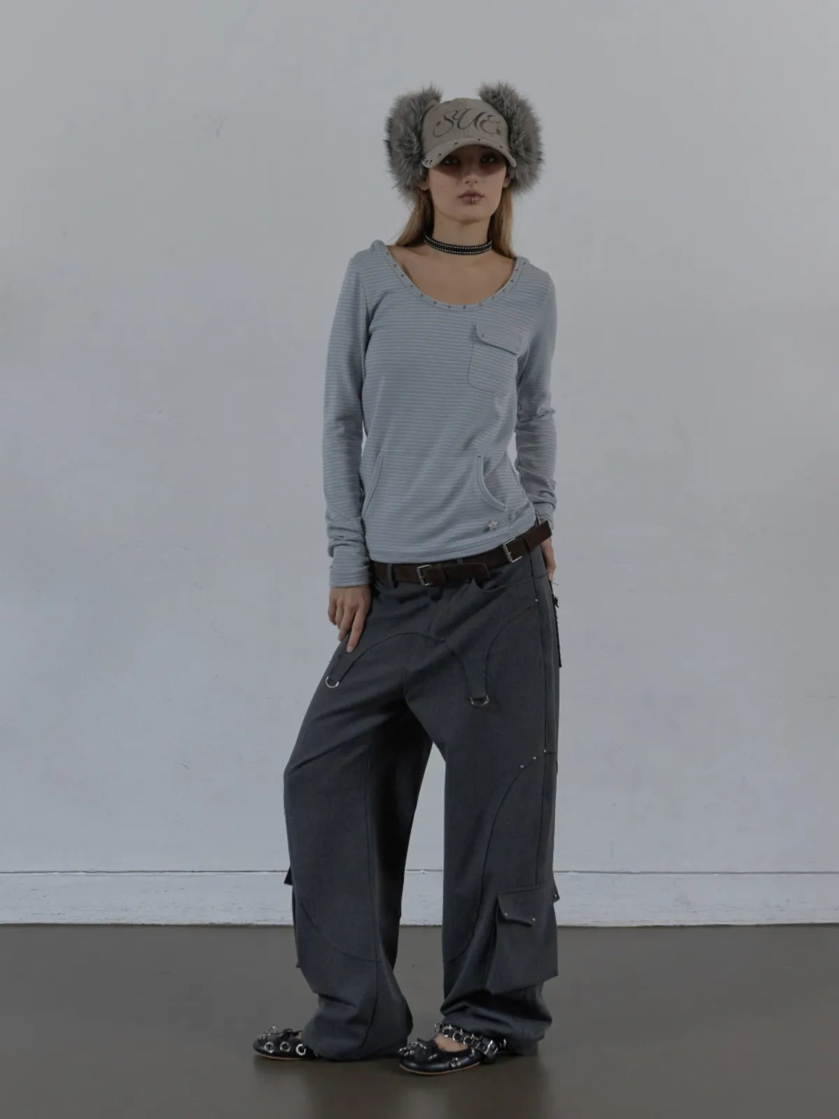 SETUPEXE CORDUROY FUR EARFLAP CAP / BEIGE