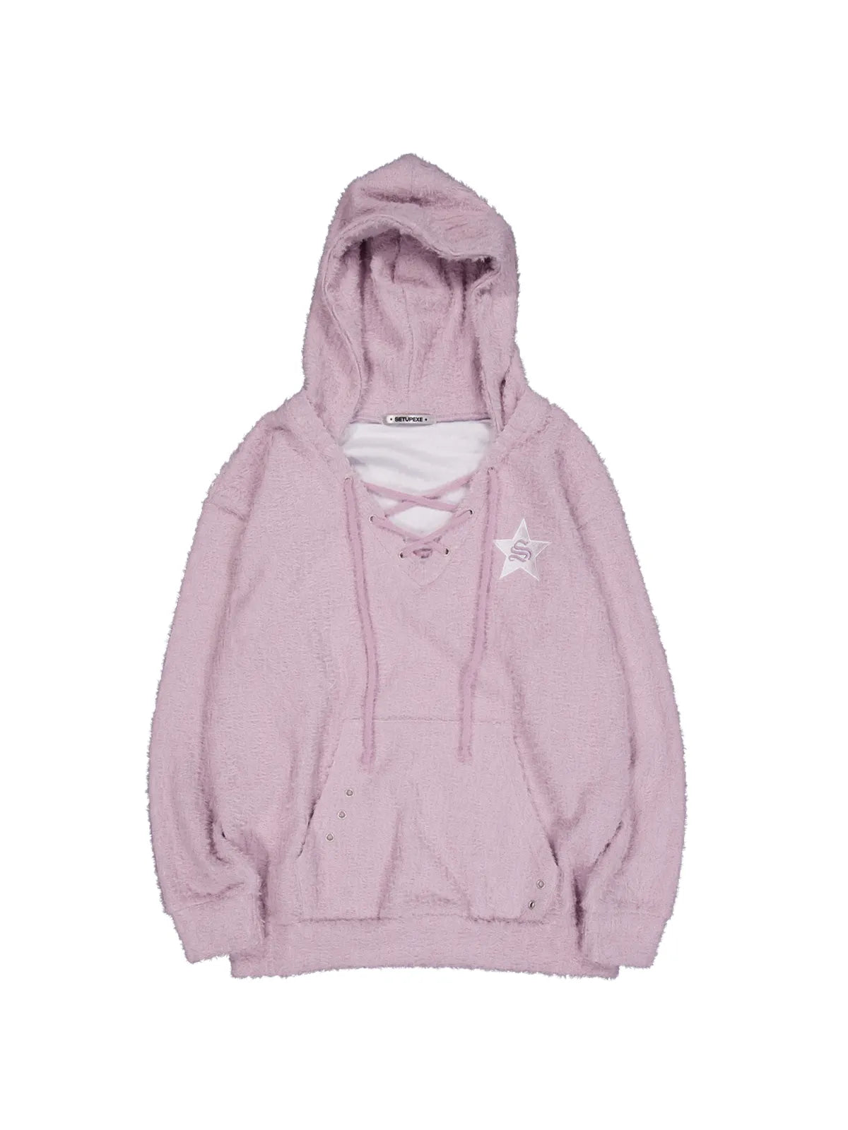 SETUPEXE HAIRY V-NECK HOODIE / LILAC