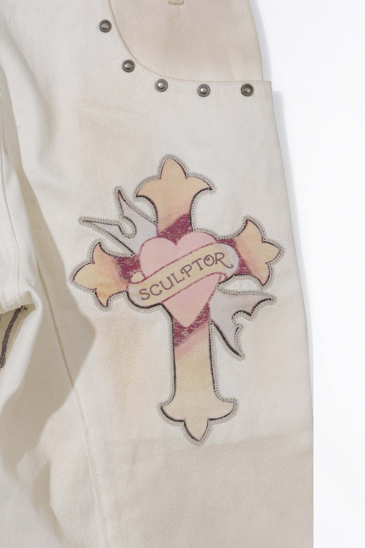 Sculptor X Ed Hardy Cracked Angel Denim Ivory