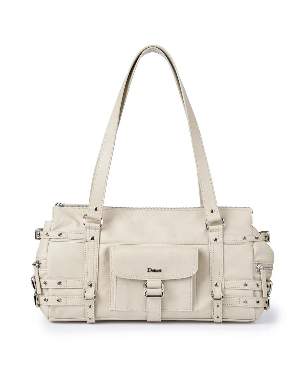 [DEINET] BELTED POCKET SHOULDER BAG IN BEIGE