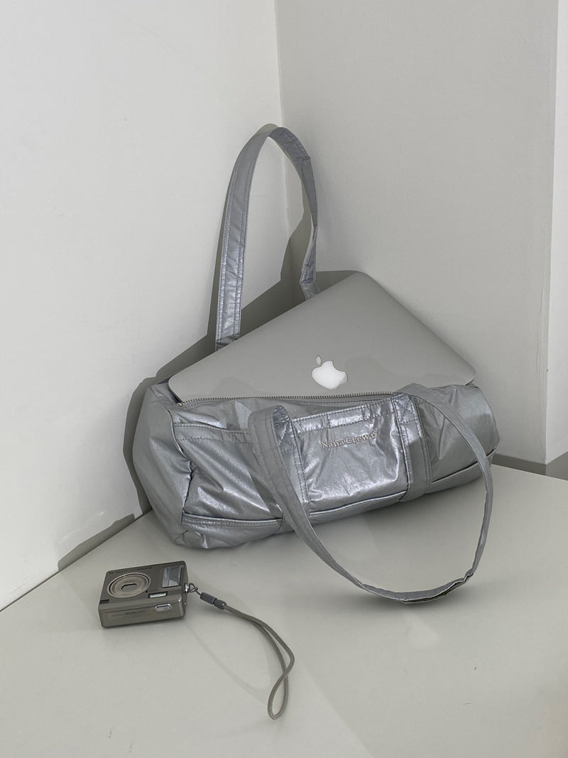 NANACREW MINI DUFFLE BAG - CRINKLE SILVER