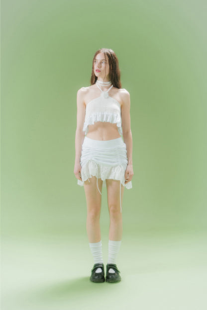 CORSAGE RUFFLE TOP (WH)