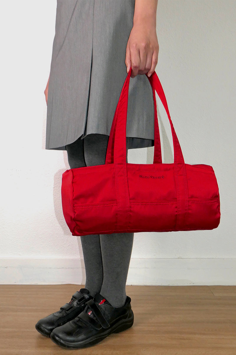 NANACREW MINI DUFFLE BAG - BLOOD RED SATIN