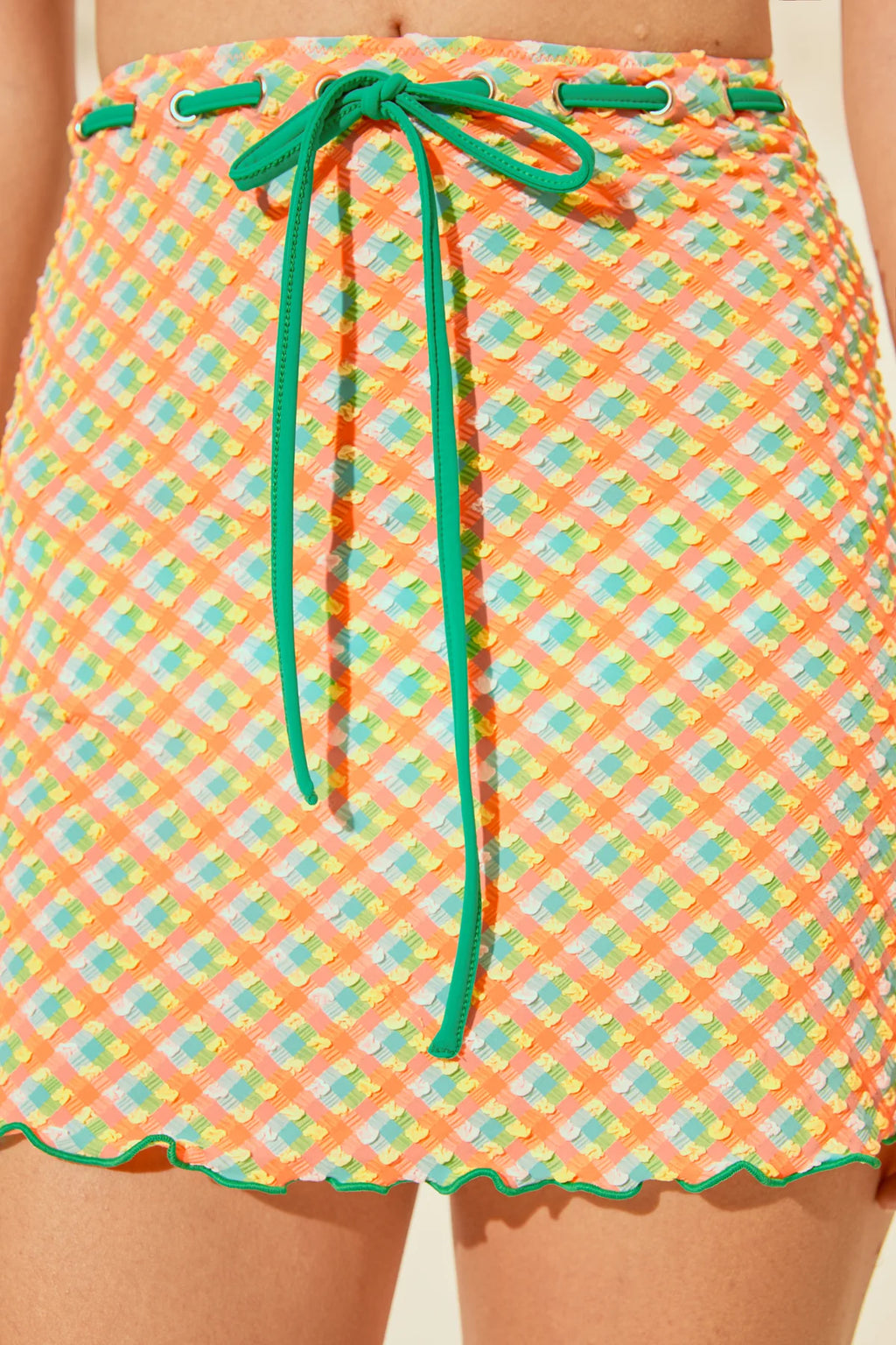 APRILPOOLDAY CLAUDIA'S FOREVERY MINI SKIRT / ELECTRIC GINGHAM