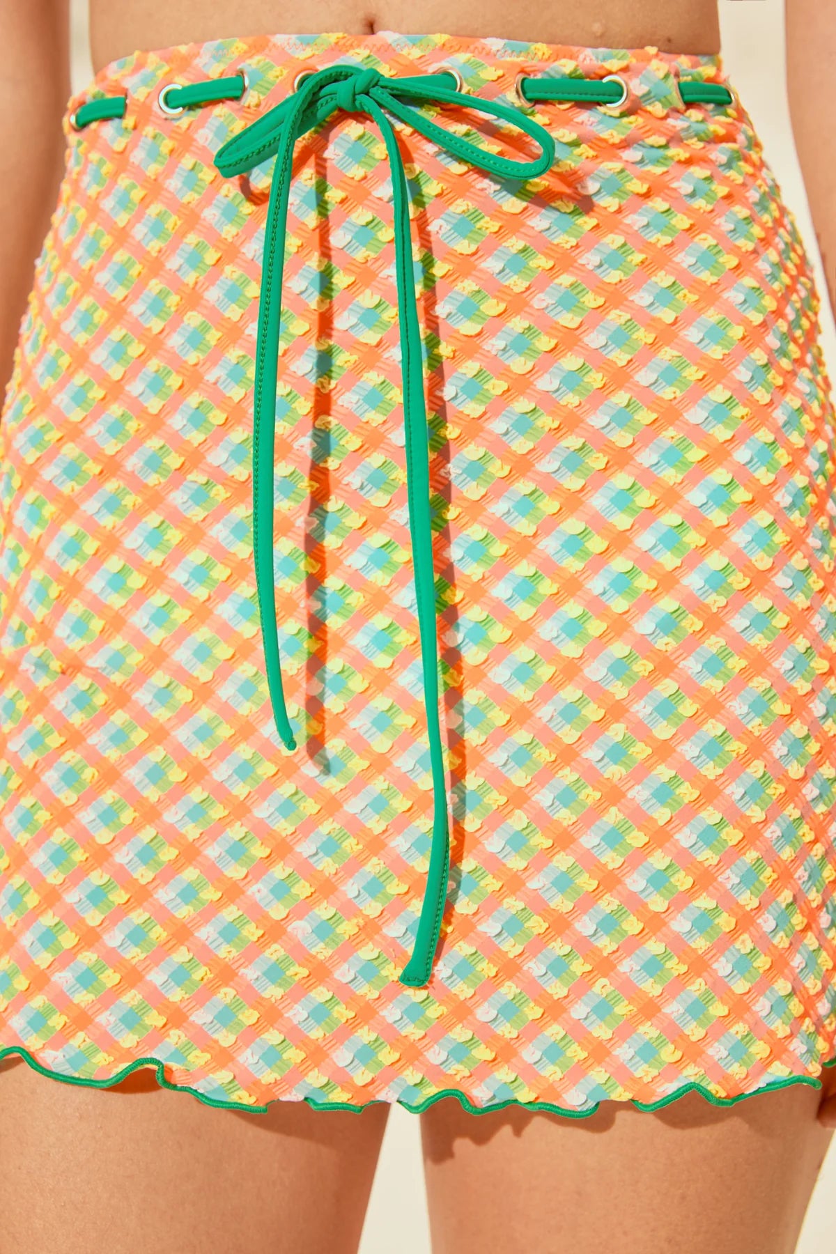 APRILPOOLDAY CLAUDIA'S FOREVERY MINI SKIRT / ELECTRIC GINGHAM