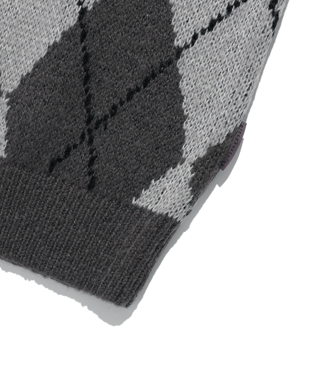 niceghostclub LITTLE GHOST ARGYLE KNIT
[CHARCOAL]
