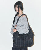 ILLIGO LETTERING BIG SHOULDER BAG - CHECK GREY