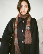 IUGA STRIPED HAIRY SKINNY MUFFLER / BROWN