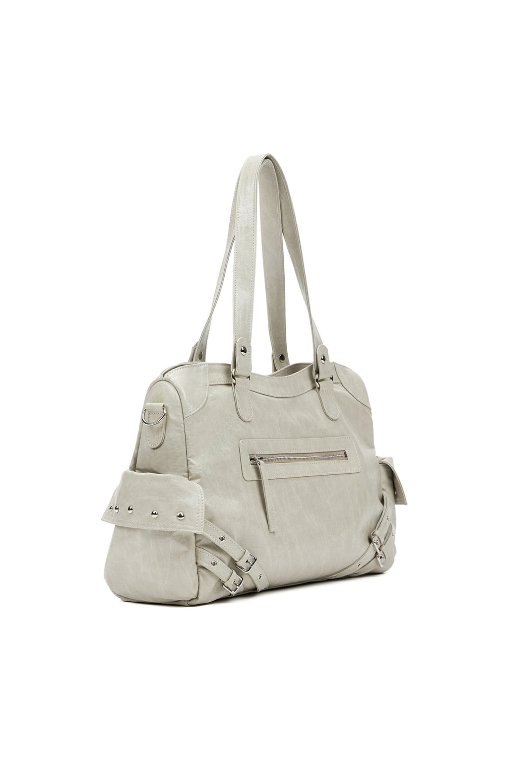 DEINET STUD POCKET BIG BAG IN ASH BEIGE