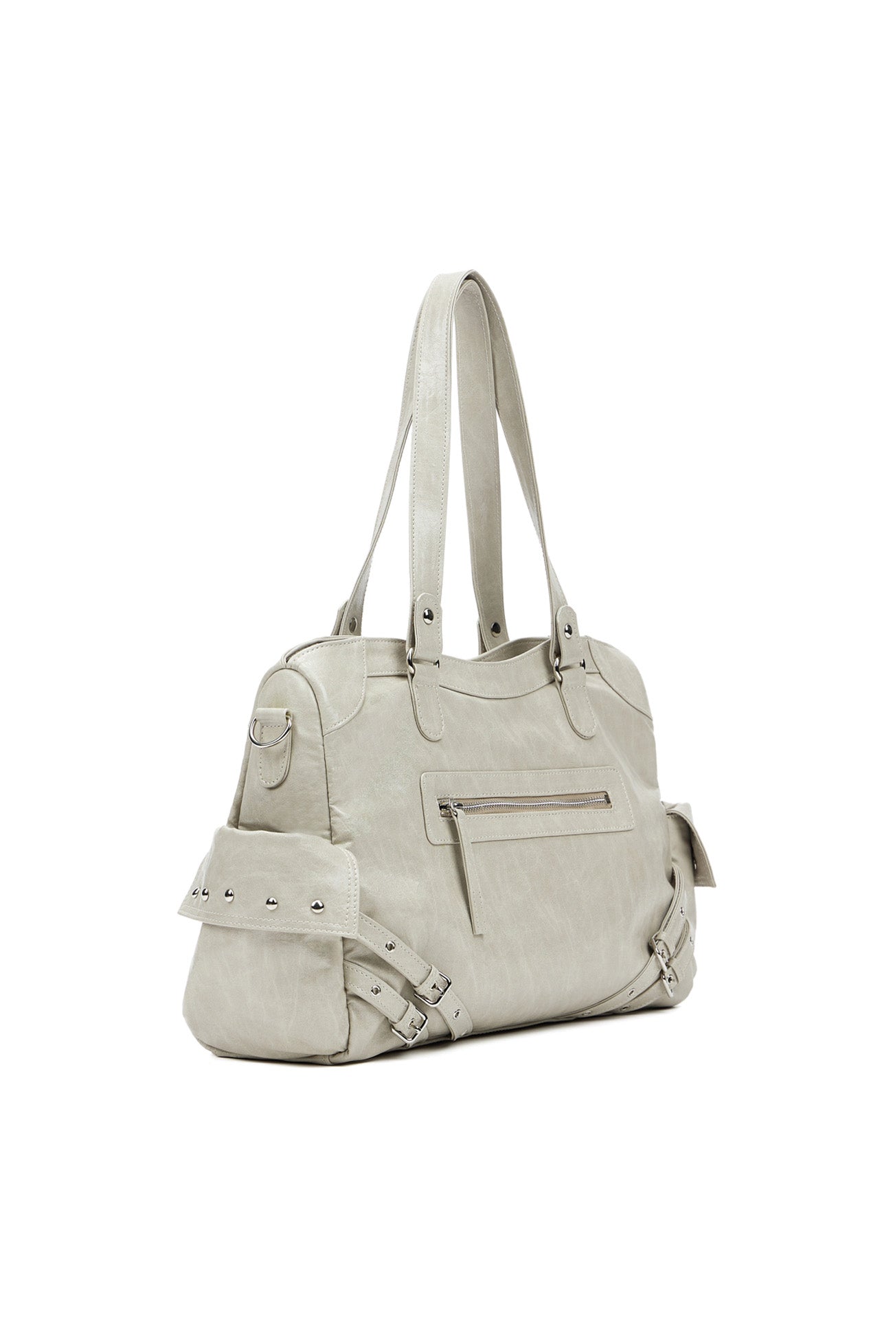 DEINET STUD POCKET BIG BAG IN ASH BEIGE