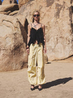 [asif calie] CHIFFON RUFFLE SLEEVELESS BLOUSE BLACK
