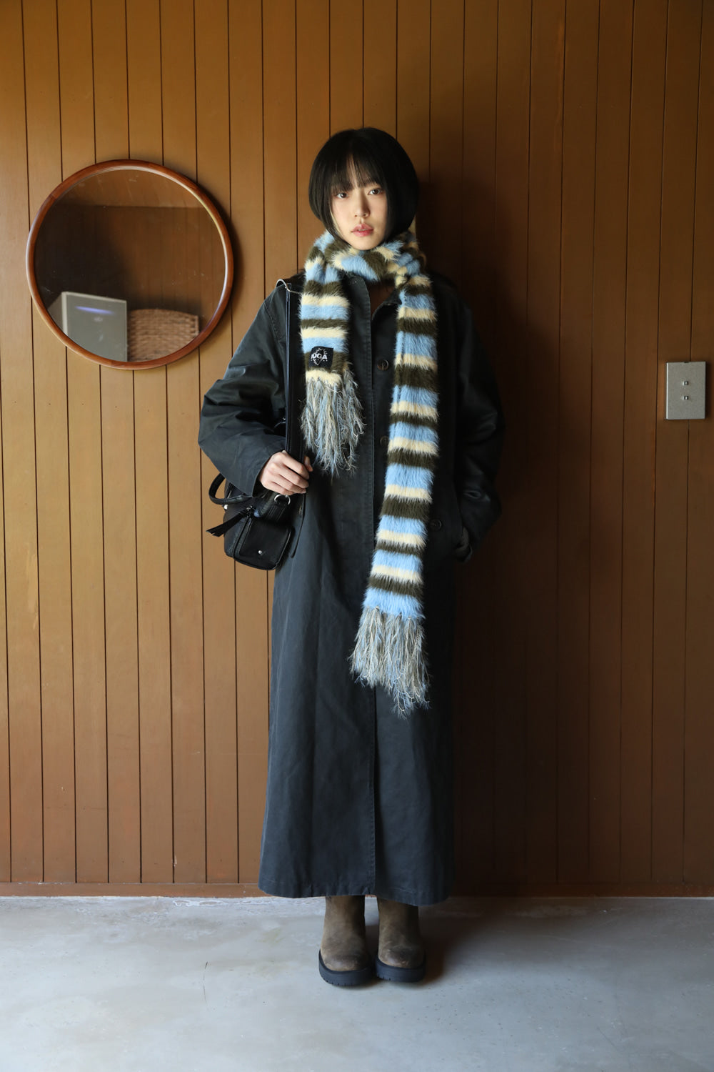 IUGA Striped Hairy Bold Muffler (Sky Blue)