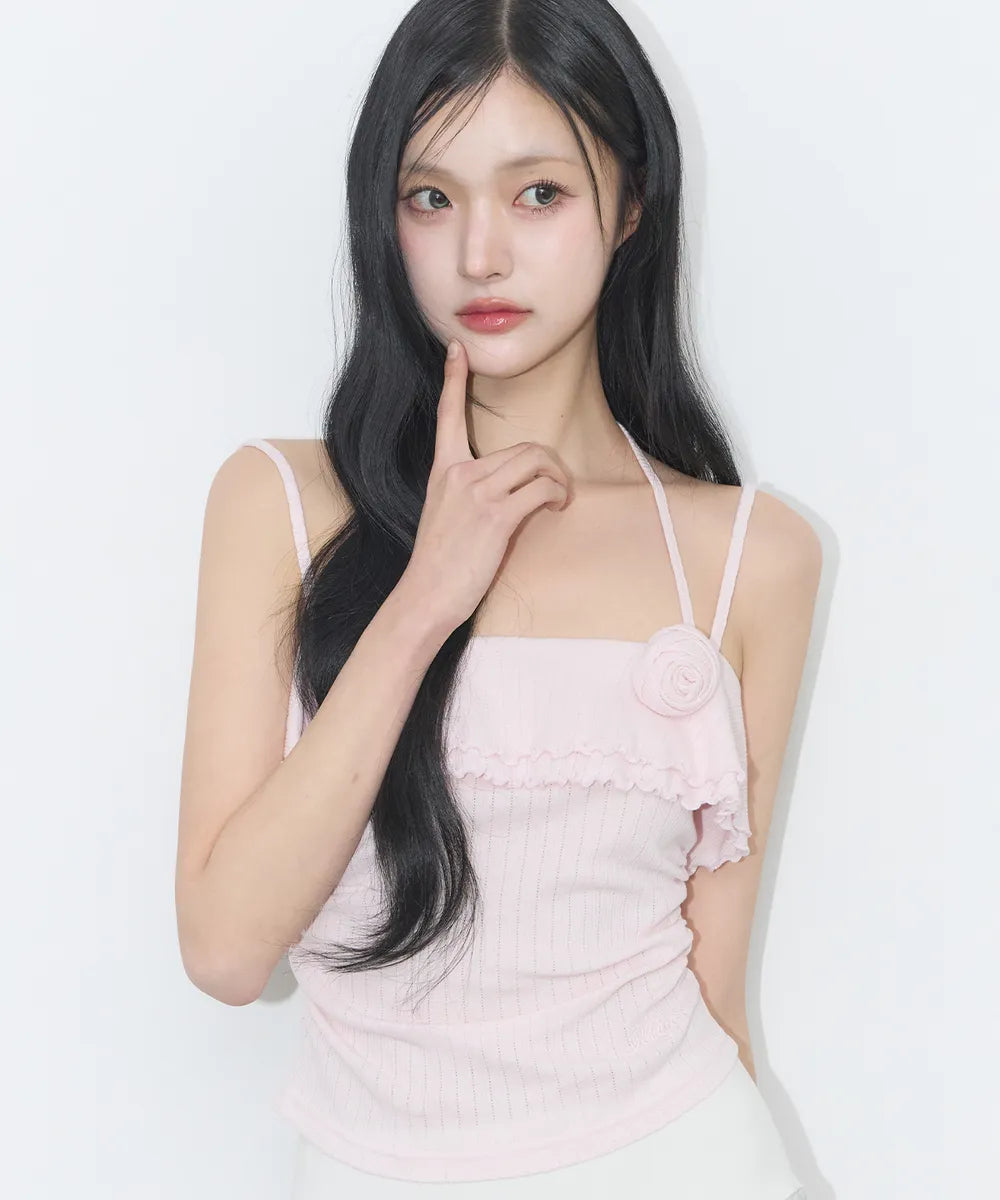 [ILLIGO] ROSE RUFFLE SLEEVELESS_4 COLORS