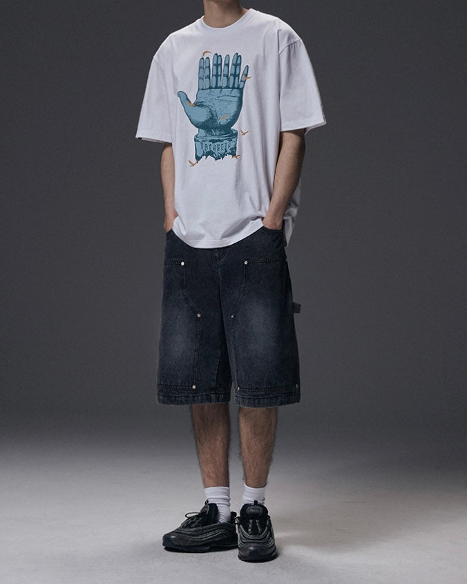 NOT4NERD Carpenter Bermuda Denim Shorts / Black