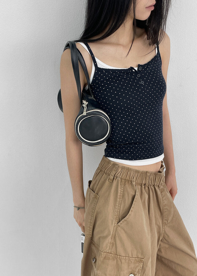 [韓國製造🇰🇷] Dot Henry Neck Tank Top / 2colors