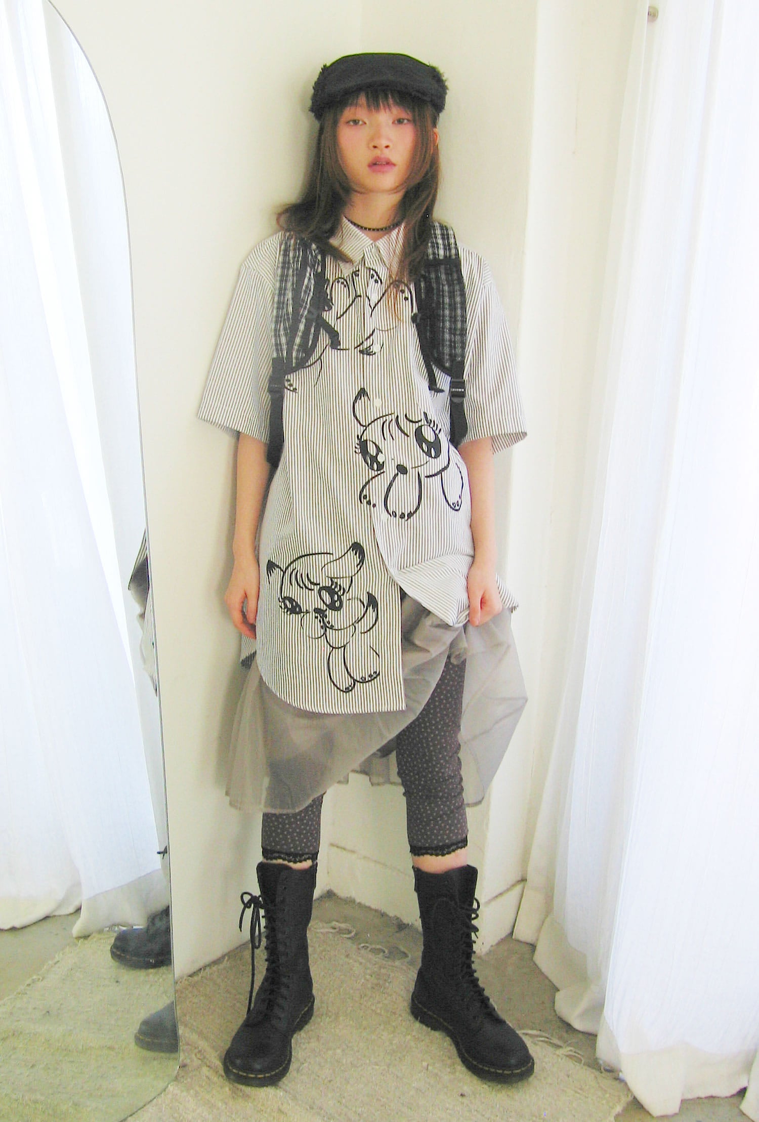 niceghostclub baby guardians stripe big big half shirt [2colors]