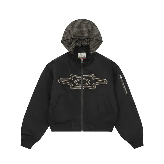 LSC Appliqué Hidden Hoodie Ma-1 Jacket Black