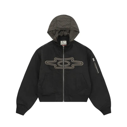LSC Appliqué Hidden Hoodie Ma-1 Jacket Black