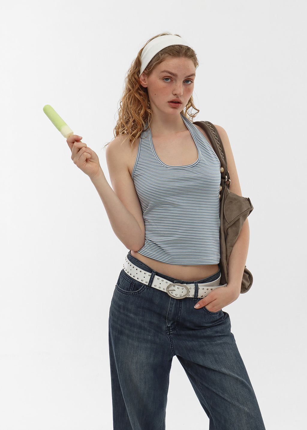 [韓國銷量破千][B-BASIC] Summer Stripe Halter Neck Top / 2colors