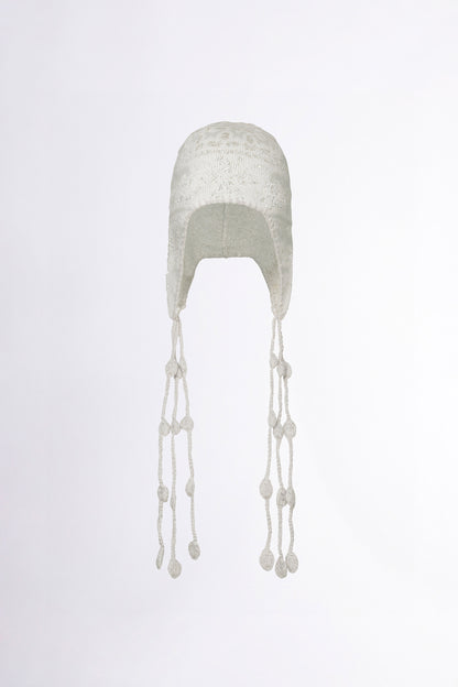 Sculptor Sequin Nordic Earflap Beanie White