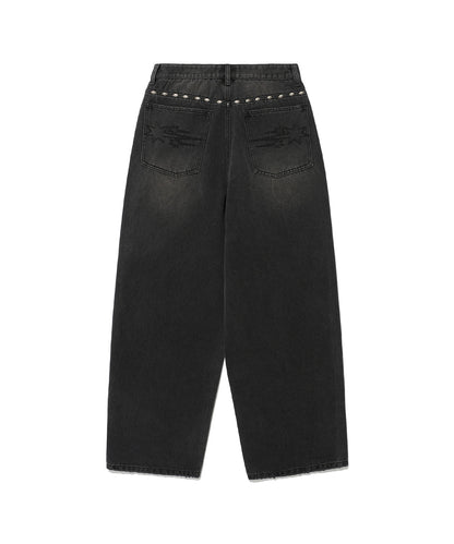 niceghostclub STUD DENIM BERMUDA PANTS [BLACK]