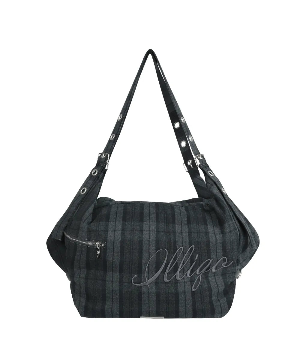 ILLIGO LETTERING BIG SHOULDER BAG - CHECK GREY