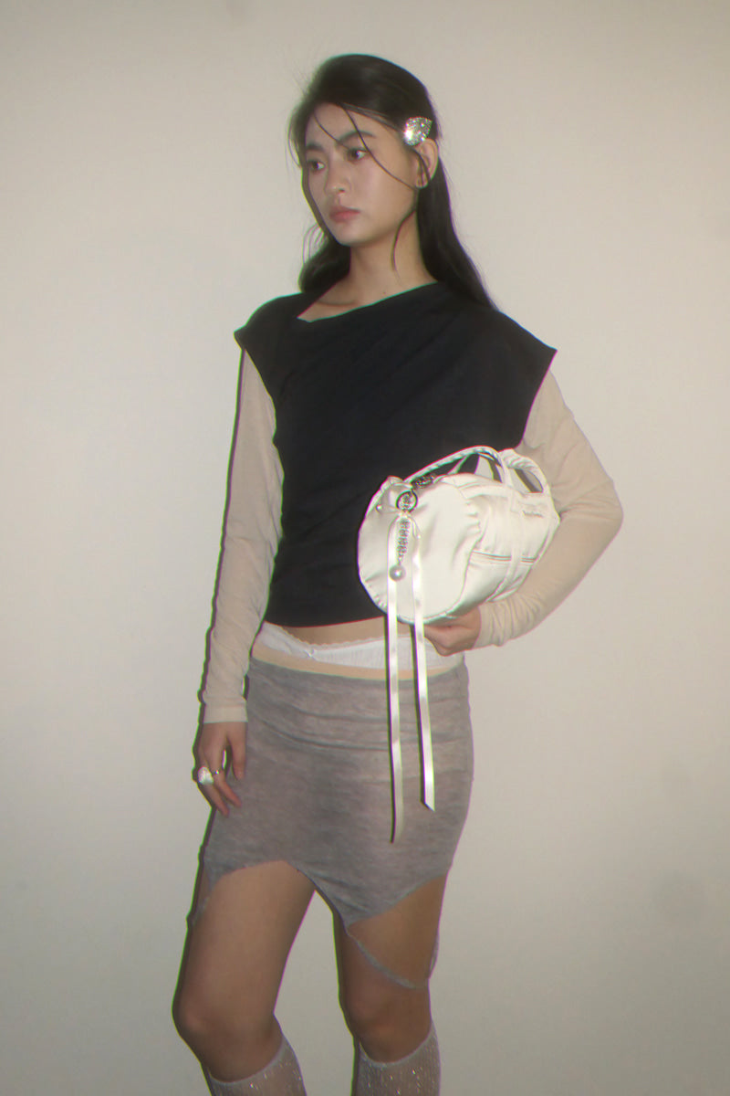 NANACREW MINI DUFFLE BAG - IVORY SATIN