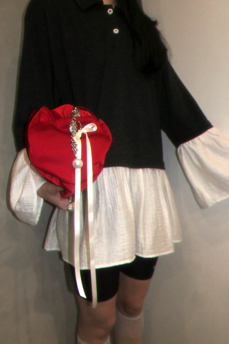 NANACREW MINI DUFFLE BAG - BLOOD RED SATIN