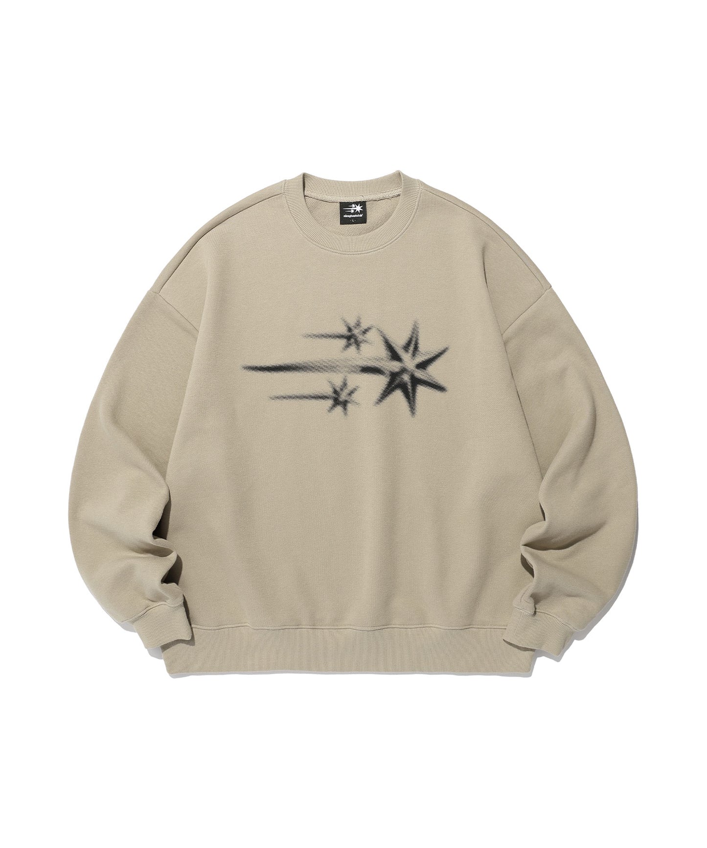 niceghostclub 3STARS HALFTONE LOGO SWEATSHIRT [BEIGE]