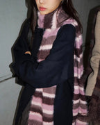 [yuri同款🎀] IUGA STRIPED HAIRY BOLD MUFFELR / PINK