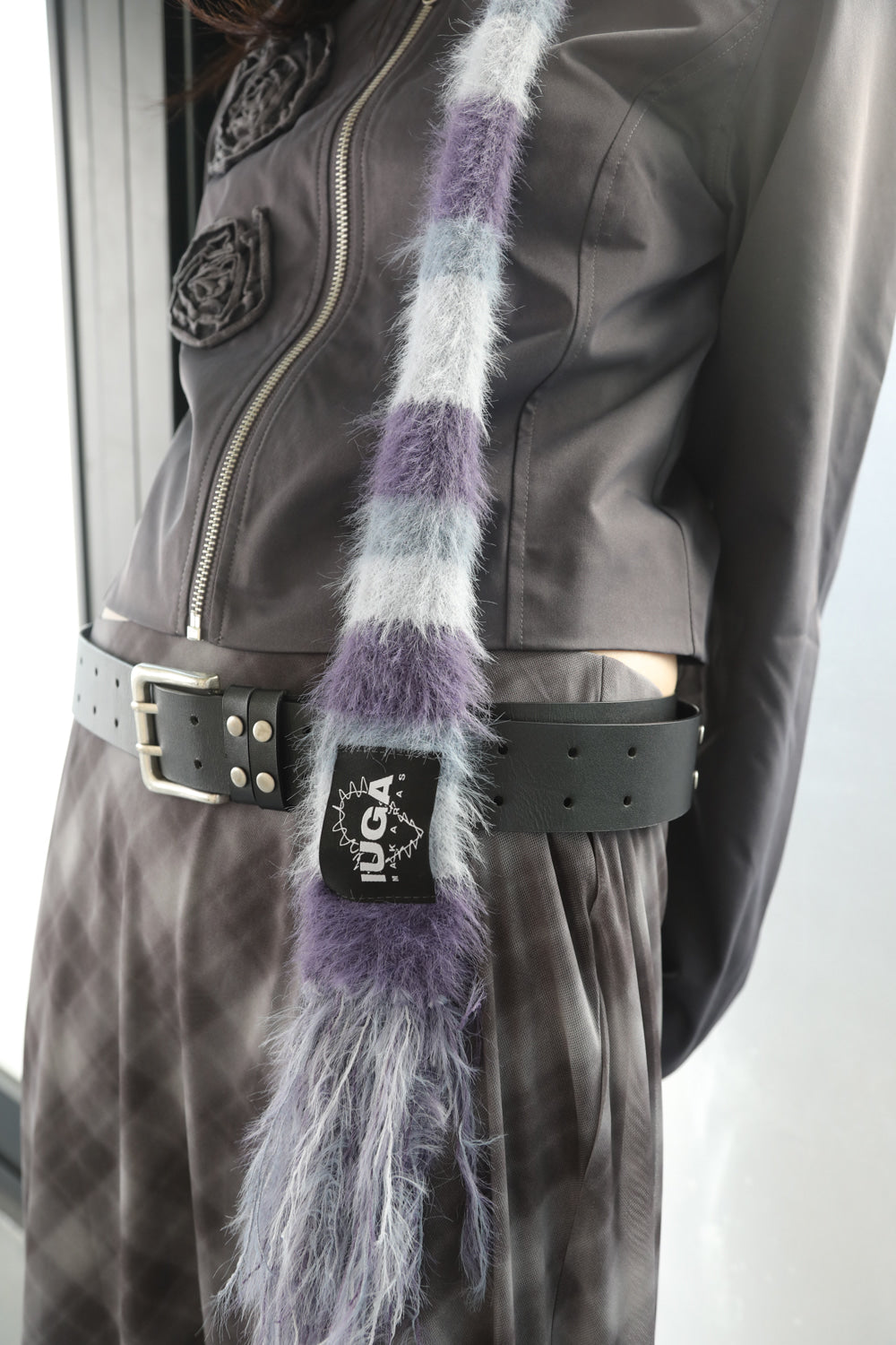 IUGA Striped Hairy Skinny Muffler (Light Purple)