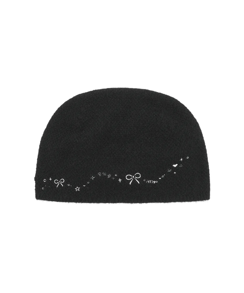 [illigo] DRAWING EMBROIDERY BEANIE_BLACK