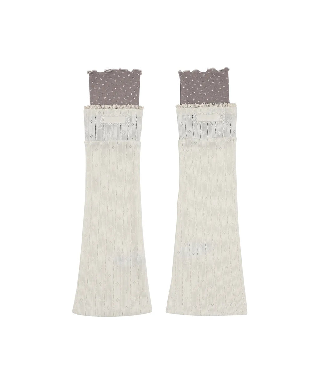 [illigo] LACE COLOR-BLOCK LEG WAEMER_IVORY