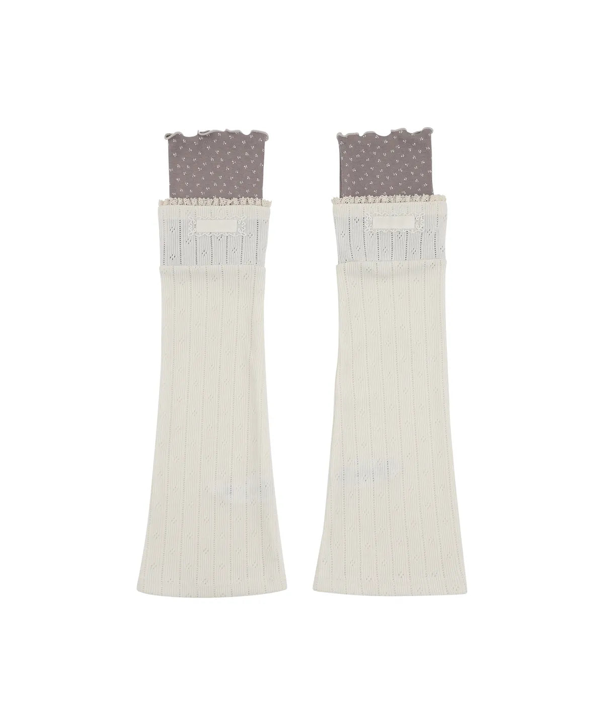 [illigo] LACE COLOR-BLOCK LEG WAEMER_IVORY