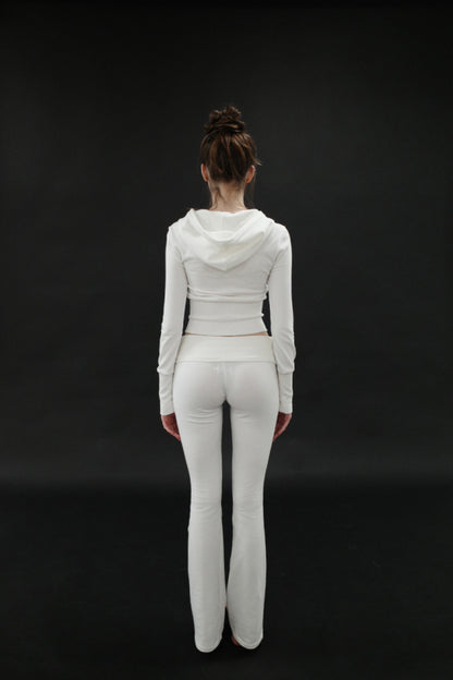 [시안同款🎀] DRYROSE RIB POINT HOOD ZIPUP / IVORY