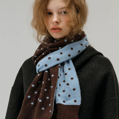 NEWYORKWORKS EMBROIDERY DOT DOUBLE SIDED MUFFLER_BROWN