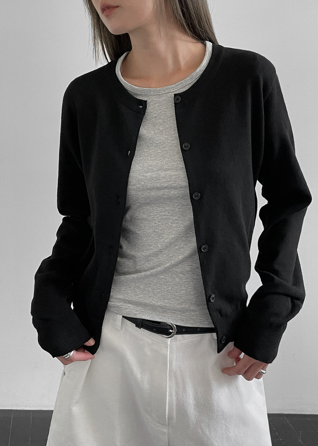 韓國製造 Round Cardigan / Black