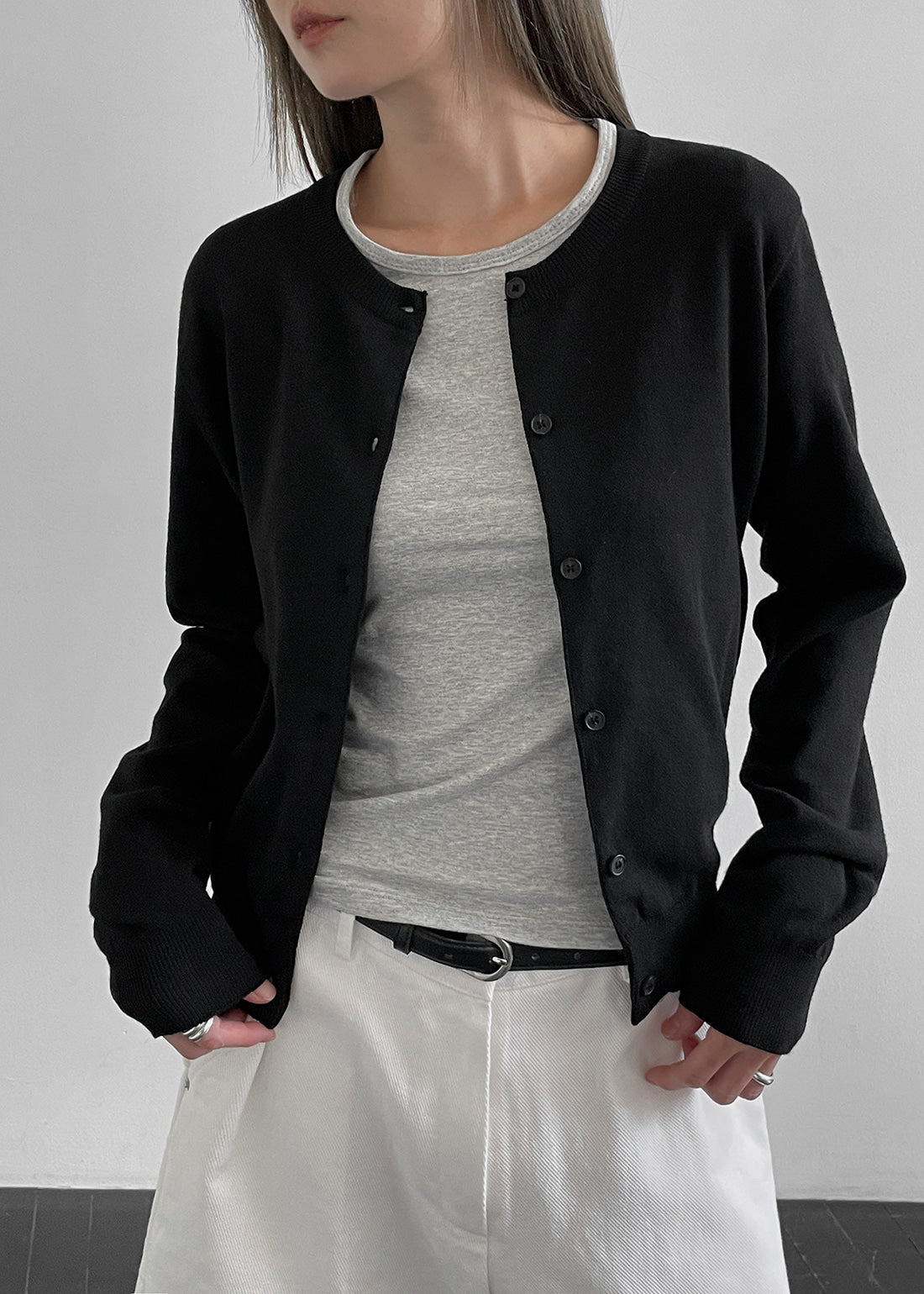 韓國製造 Round Cardigan / Black