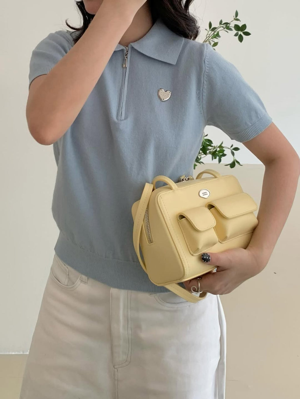 PU Roundy Shoulder Bag / yellow butter