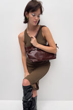 YEOMIM belted boat bag (crack burgundy)