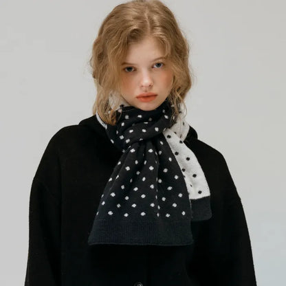 NEWYORKWORKS EMBROIDERY DOT DOUBLE SIDED MUFFLER_NAVY