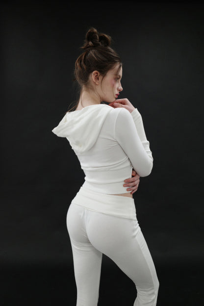 [시안同款🎀] DRYROSE RIB POINT HOOD ZIPUP / IVORY
